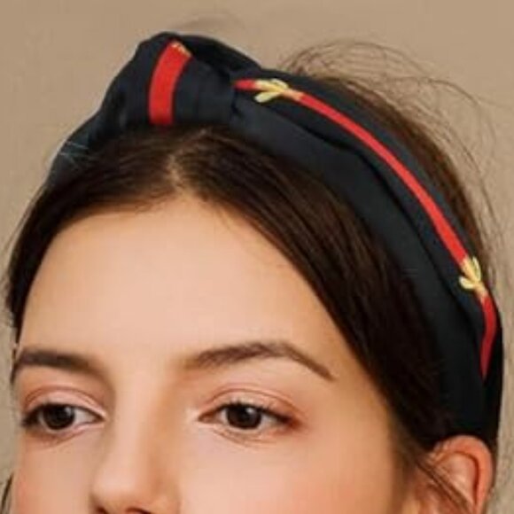 NWT Satin Knotted Bee Headband Black - Picture 2 of 2